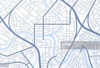 City urban roads and streets abstract map downtown district map.